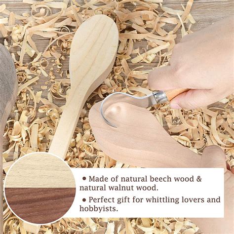 5Pcs Wood Carving Spoon Blank Kit Beech And Walnut Unfinished Wooden