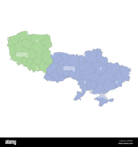 Hochwertige Politische Landkarte Polens Und Der Ukraine Mit Grenzen Der