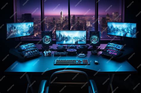 Premium AI Image | modern neon desk setup