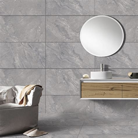 Ornate Grey Polished Porcelain Wall And Floor Tiles X