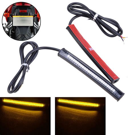 2x Motorcycle Led Flexible Strip Light Integrated Tail Brake Stop Turn Signal Ebay