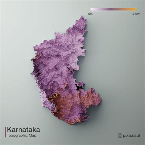 Topographic 3d Rendered Map Of Karnataka India R MapPorn