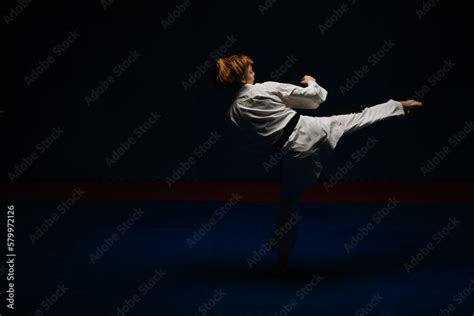 Doing the Mawashi Geri practice Stock Photo | Adobe Stock