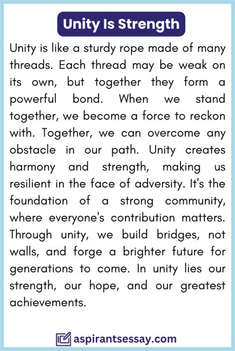 Paragraph On Unity Is Strength In English Words