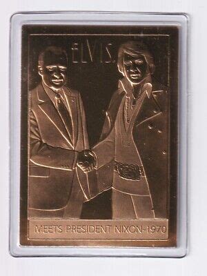 Elvis Presley Danbury Mint Encased Kt Gold Card Meets President Nixon