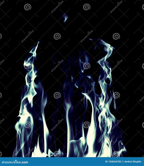 Blue Flame Fire On Black Background Stock Photo Image Of Hell Border