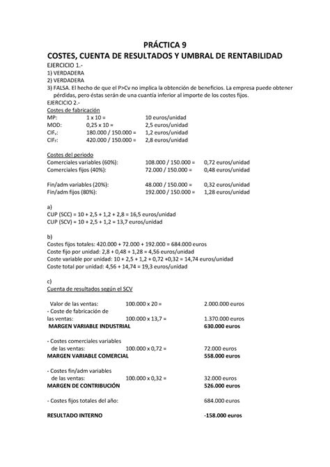 Soluci N Pr Ctica Soluciones Pr Ctica Costes Cuenta De