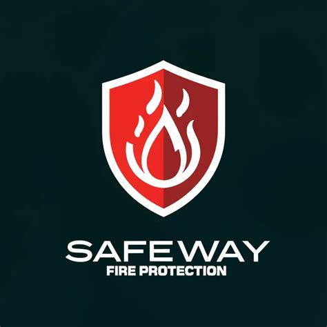 Logo Design For Safeway Fire Protection Minimalistic Shield With Fire