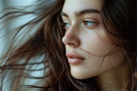 Premium Photo Beautiful Brunette Girl Healthy Long Hair Healthy Long Hair