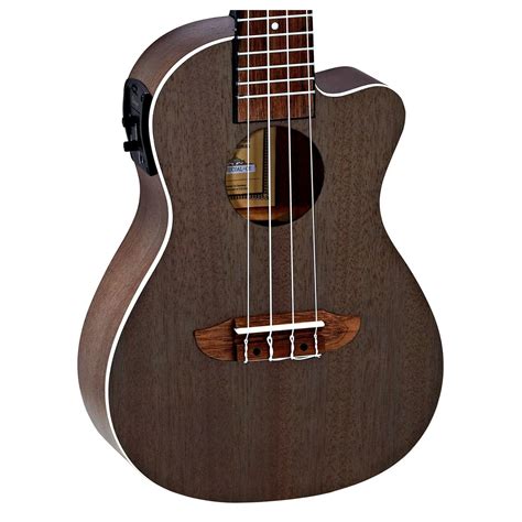 Ortega RUCOAL Electro Acoustic Concert Ukulele, Coal Black at Gear4music