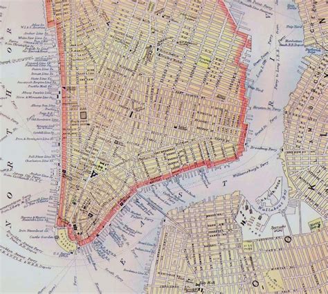 New York City Map Lower Manhattan 1892 Vintage Victorian Etsy