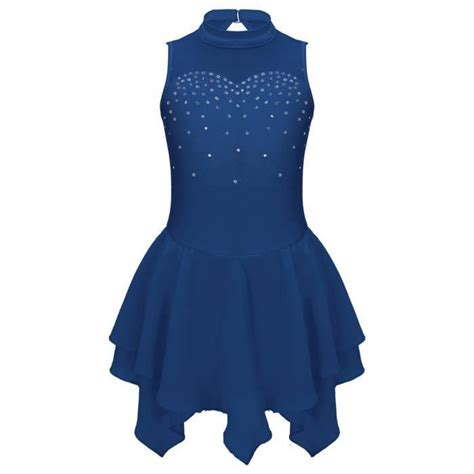 Inlzdz Enfant Fille Robe Patinage Artistique Sans Manche Strass Tenue