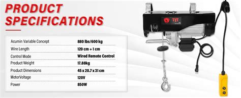 TYT 880 Lbs Lift Electric Hoist 110V Ceiling Pulley System Hoist Winch