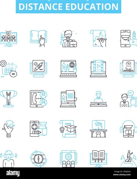 Distance Education Vector Line Icons Set Distance Learning Elearning