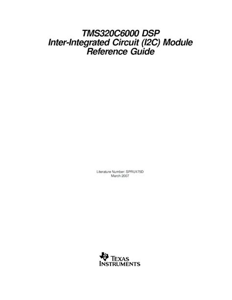 PDF TMS320C6000 DSP Inter Integrated Circuit I2C Module Reference