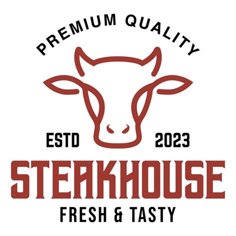 Vintage Retro Steakhouse Design Plat Moderne Logo Illustration Vecteur