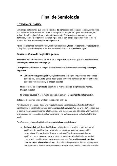 Resumen Final De Semiología Final De Semiología 1Ía Del Signo