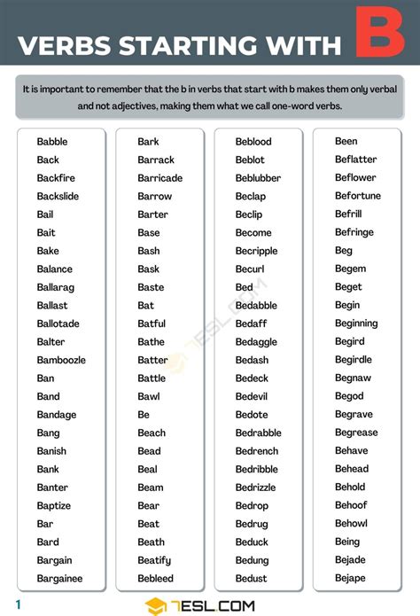 Common Verbs That Start With B In English Esl