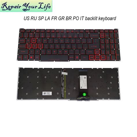 Pt Br Brasil Us Ru Teclado Retroiluminado Para Acer Nitro An