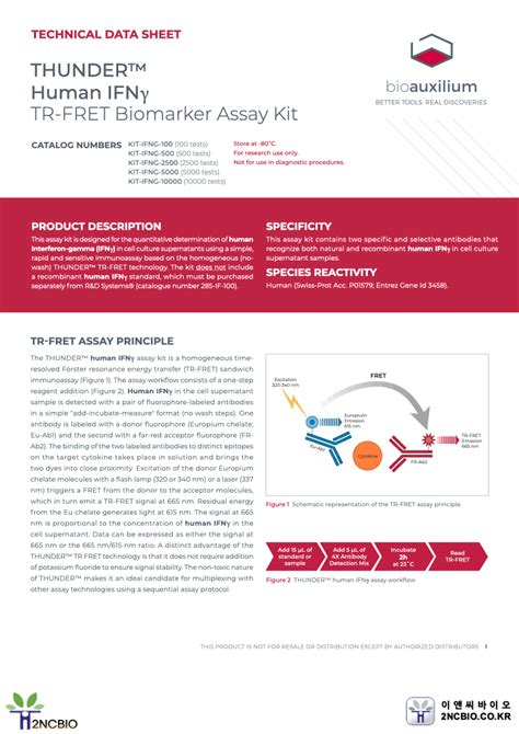 Thunder™ Human Ifnγ Tr Fret Biomarker Assay Kit Bioauxilium Thunder