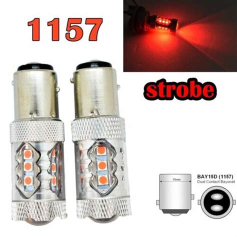 Strobe Reverse Backup 1157 2057 3496 7528 BAY15D 80W LED Bulb Car Red