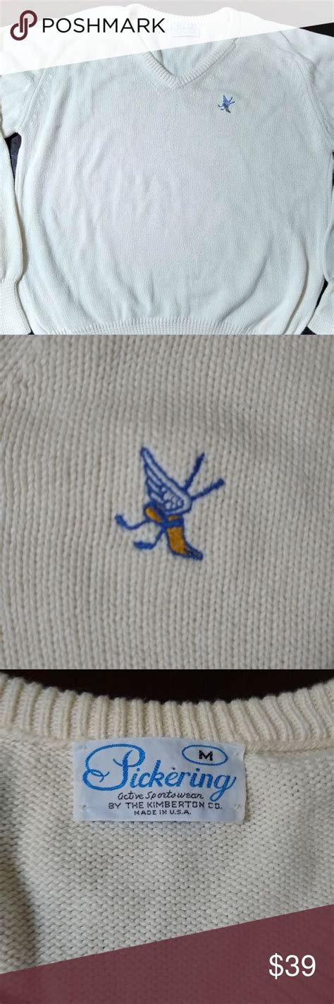 Vtg Pickering Winged Shoe Golf Club Sweater M Sweater Club Wing