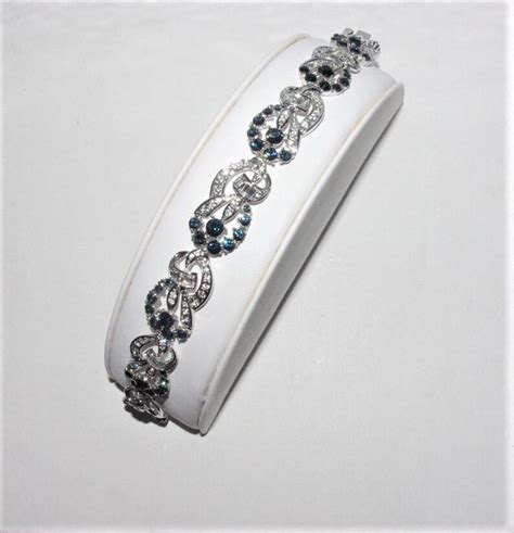 Jackie Kennedy Bracelet - Silver with Blue Stones - Size 7 - 115