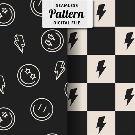 Happy Face Seamless Repeat Pattern Set Checkered Seamless Background Smile Face Pattern