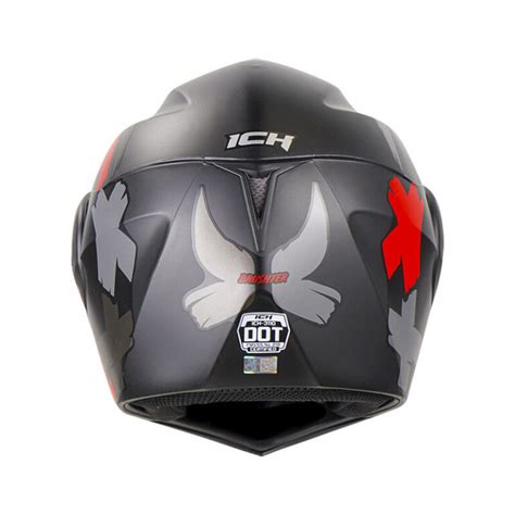 Casco Abatible Ich Brushter Negro Mate Rojo Visor Humo Cascos Pb