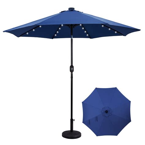 Backyard Expressions 9ft Solar Patio Umbrella with 32 LED Lights
