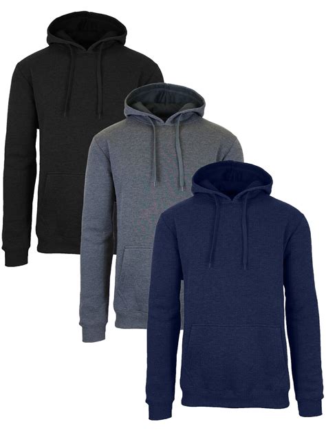 Mens Fleece Lined Pullover Hoodie Sweatshirts 3 Pack