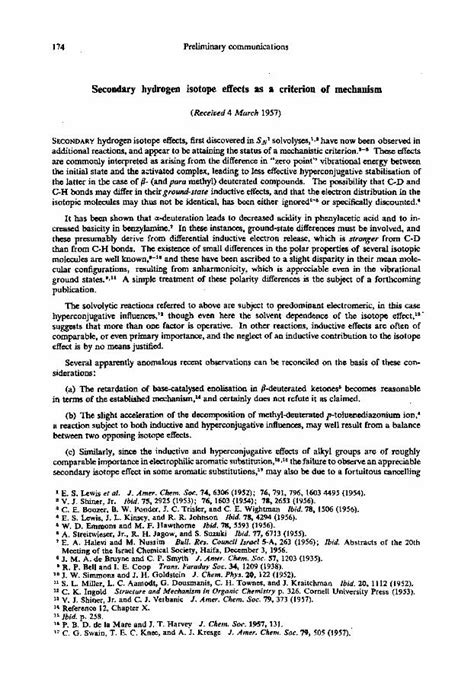 (PDF) Secondary hydrogen isotope effects as a criterion of mechanism ...