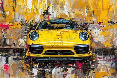 Premium Photo Modern Abstract Acrylic Painting Of Porsche Turbo S