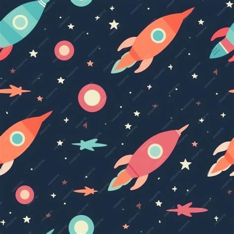 Premium AI Image | Colorful space background with a rocket ship and stars.