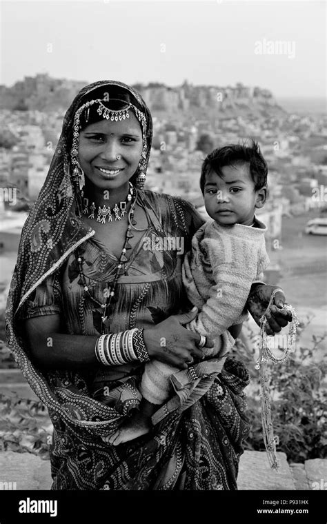 Traditional dress rajasthan india Black and White Stock Photos & Images ...