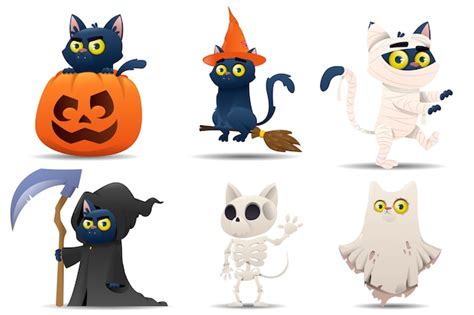 Premium Vector Collection Of Halloween Characters Cats