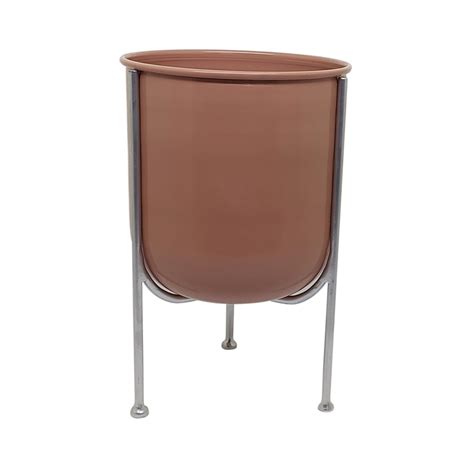 Plant Stand With Pot 9 5 In X 15 In Metal Terracotta And Silver