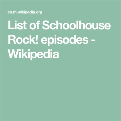 List of Schoolhouse Rock! episodes - Wikipedia Schoolhouse Rock ...