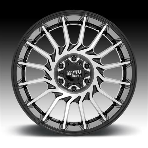 Moto Metal MO807 Shockwave Machined Gloss Black Custom Truck Wheels