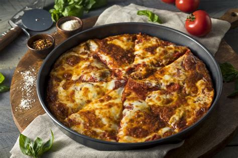 Homemade Cheese Pan Pizza stock image. Image of lunch - 88218195