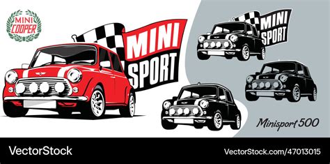 Mini Cooper Car Minisport500 Vintage Royalty Free Vector