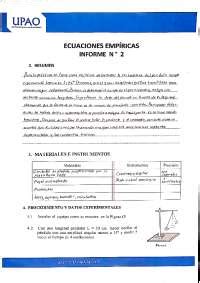 Informe De Laboratorio Ecuaciones Empiricas Fisica Avanzada