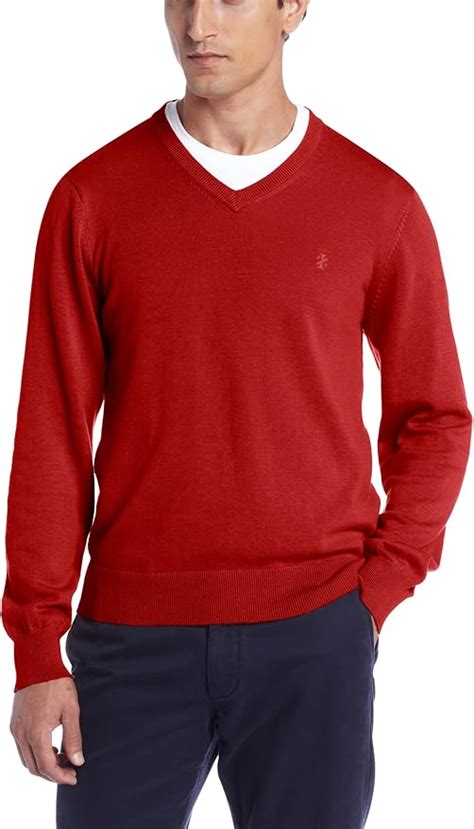 Izod Mens Big And Tall Long Sleeve Fine Gauge Essential Solid V Neck Sweater Rio Red 4x Large