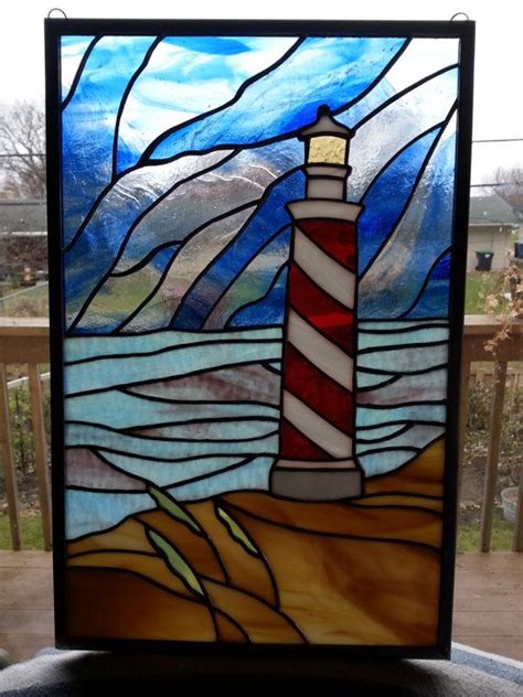 Lighthouse Stained Glass Panel