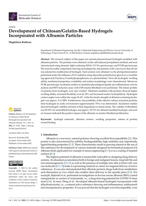 Pdf Development Of Chitosan Gelatin Based Hydrogels Incorporated With