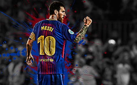 Lionel Messi Argentinian Football Player FC Barcelona Striker Blue