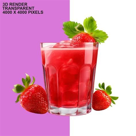 Premium PSD Strawberry Juice Transparent Background