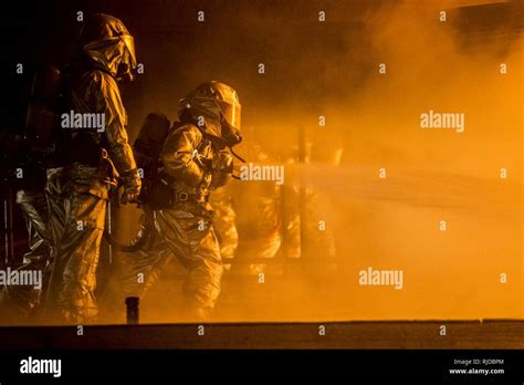 Aircraft Rescue And Firefighting Marines Extinguish A Jet Fuel Training Aboard Marine Corps Air