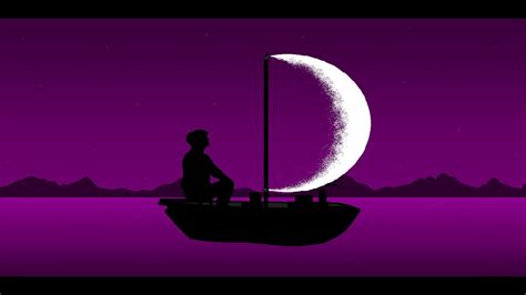 How To Draw Moon Boat In Moonlight Scenery Ms Paint Tutorial