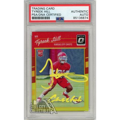 Tyreek Hill Cheetah 2016 Donruss Optic Red Yellow Autograph Rookie Card